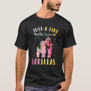 Camiseta Apenas Uma Menina Que Ama Gorillas Watercolor Gori