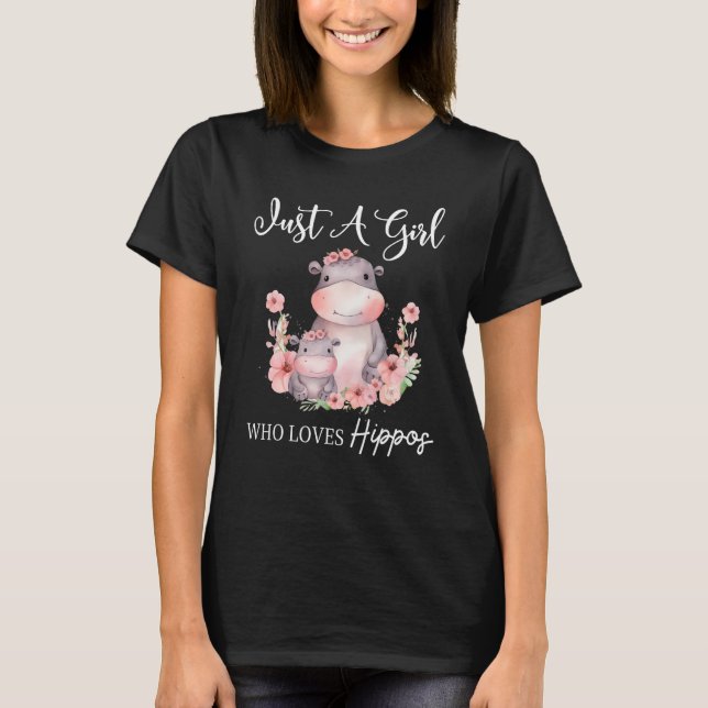Camiseta Apenas Uma Menina Que Ama Hippos 4 (Frente)
