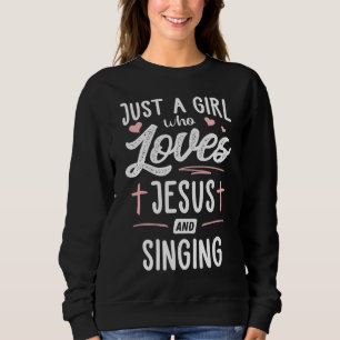 Camiseta Apenas Uma Menina Que Ama Jesus E Cantando Mulhere