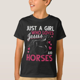 Camiseta Apenas Uma Menina Que Ama Jesus E Cavalos Cristo D
