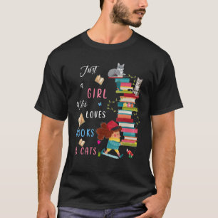 Camiseta Apenas Uma Menina Que Ama Livros E Gatos