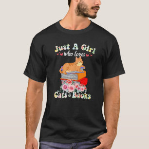 Camiseta Apenas Uma Menina Que Ama Livros E Gatos Lendo
