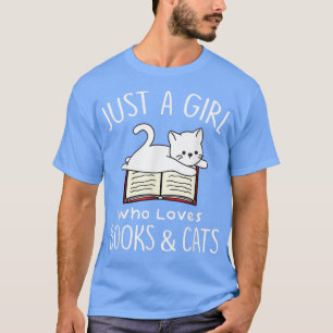 Camiseta Apenas Uma Menina Que Ama Livros E Gatos Lendo Liv