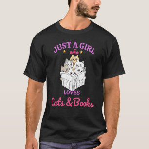 Camiseta Apenas Uma Menina Que Ama Livros E Gatos Que As Mu