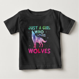 Camiseta Apenas Uma Menina Que Ama Lobos Aquarela