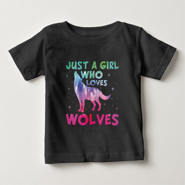 Camiseta Apenas Uma Menina Que Ama Lobos Aquarela (Frente)