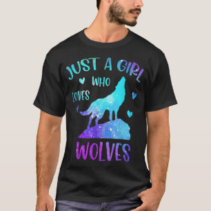 Camiseta Apenas Uma Menina Que Ama Lobos Arco-Íris Dão Para