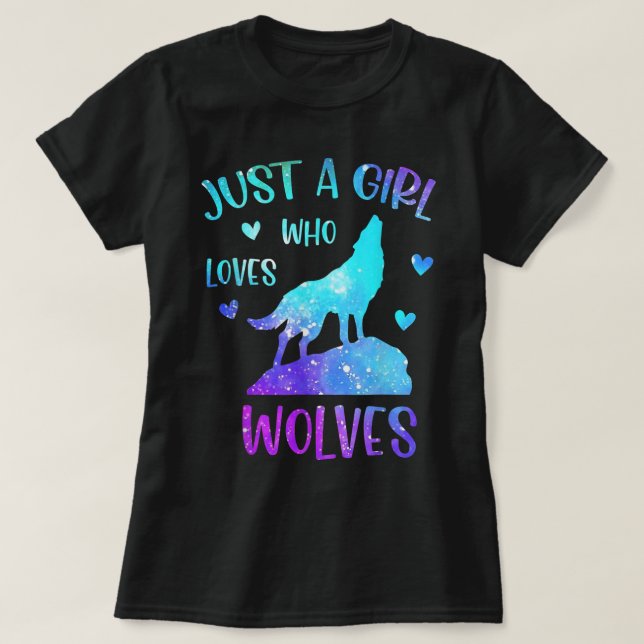 Camiseta Apenas Uma Menina Que Ama Lobos Arco-Íris Dão Para (Frente do Design)