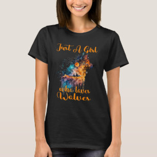 Camiseta Apenas Uma Menina Que Ama Lobos Lobos Molhados Em 