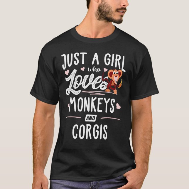 Camiseta Apenas Uma Menina Que Ama Macacos E Corgis Mulhere (Frente)