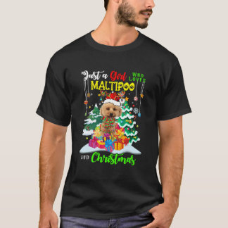 Camiseta Apenas Uma Menina Que Ama Maltipoo E Papais noeis 