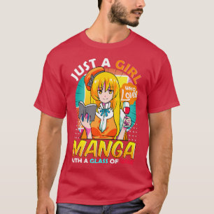 Camiseta Apenas Uma Menina Que Ama Manga Anime Vinho Merch