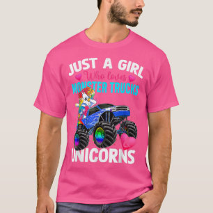 Camiseta Apenas Uma Menina Que Ama Monstros Trucks E Unicór