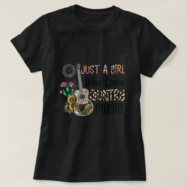 Camiseta Apenas Uma Menina Que Ama Música country guitarra  (Frente do Design)