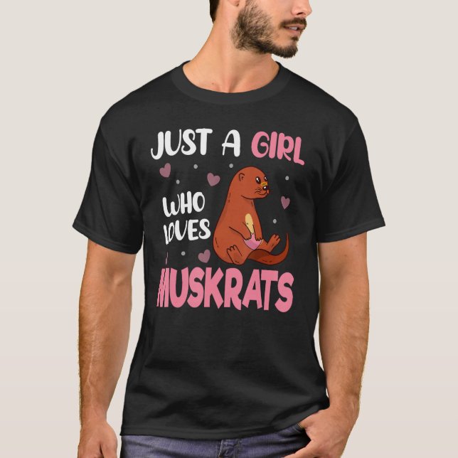 Camiseta Apenas Uma Menina Que Ama Muskrats Retro Muskrat (Frente)