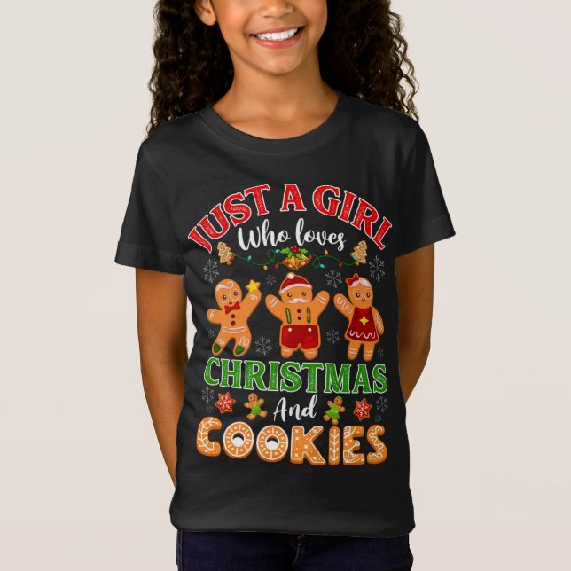 Camiseta Apenas Uma Menina Que Ama O Natal E Cookies Ginger (Frente)