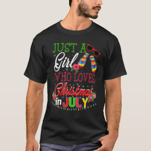 Camiseta Apenas Uma Menina Que Ama O Natal Em Chinelos De J