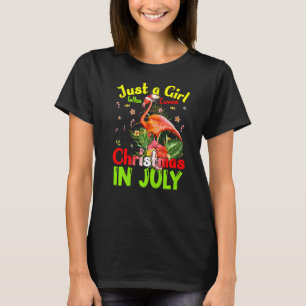 Camiseta Apenas Uma Menina Que Ama O Natal Em Julho Flaming
