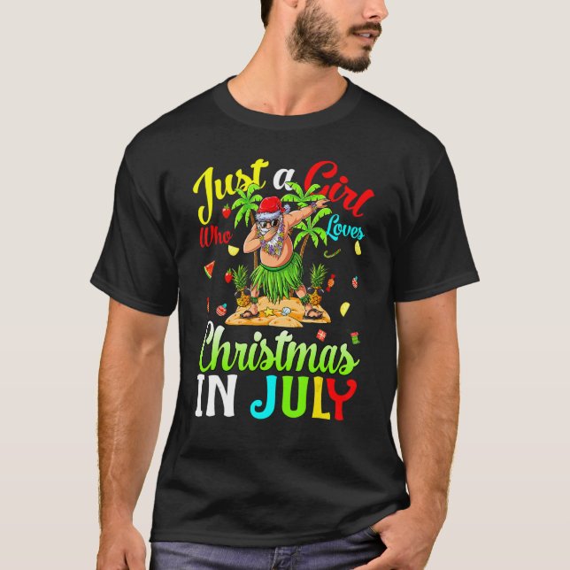 Camiseta Apenas Uma Menina Que Ama O Natal Em Julho Havaian (Frente)