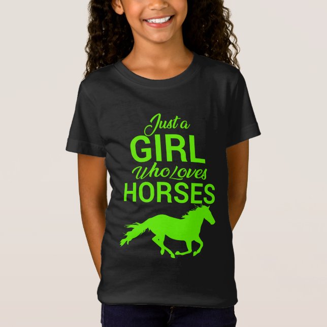 Camiseta Apenas Uma Menina Que Ama O Neon Dos Cavalos (Frente)