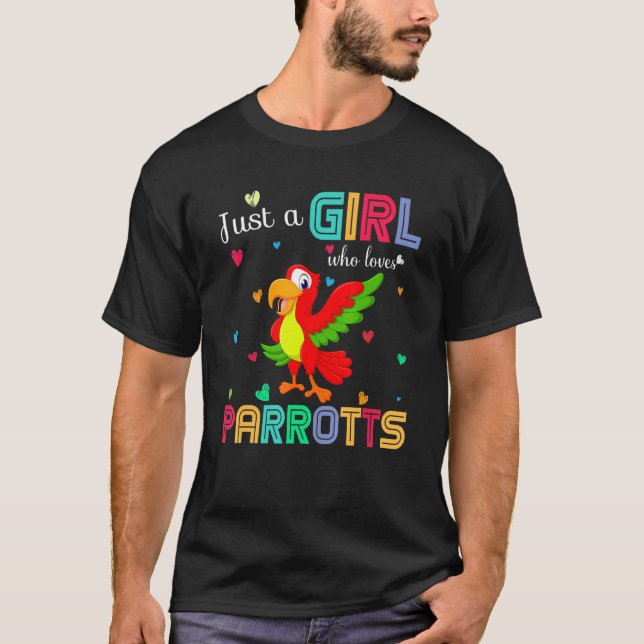 Camiseta Apenas Uma Menina Que Ama O Papagaio Gráfico (Frente)