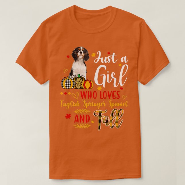 Camiseta Apenas Uma Menina Que Ama O Springer Inglês E Cai  (Frente do Design)