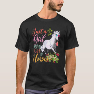 Camiseta Apenas Uma Menina Que Ama Óculos De Sol De Cavalo 
