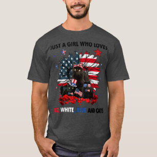 Camiseta Apenas Uma Menina Que Ama Os Gatos Azuis Brancos V