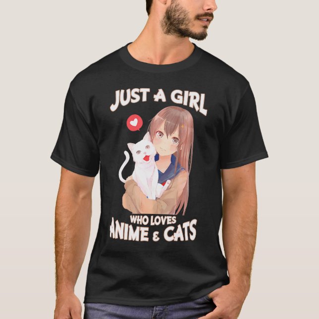 Camiseta Apenas Uma Menina Que Ama Os Gatos De Anime Cute P (Frente)