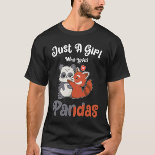 Camiseta Apenas Uma Menina Que Ama Pandas Vermelhas
