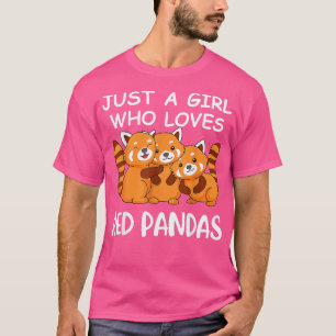 Camiseta Apenas Uma Menina Que Ama Pandas Vermelhas3