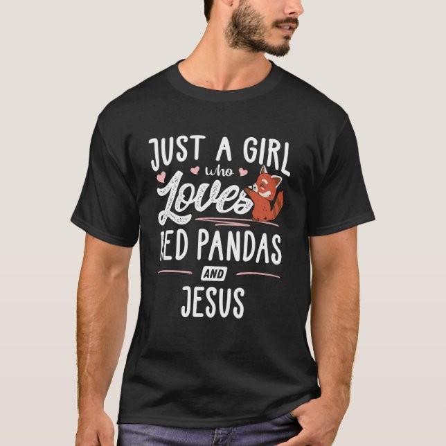 Camiseta Apenas Uma Menina Que Ama Pandas Vermelhas E Mulhe (Frente)