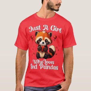 Camiseta Apenas Uma Menina Que Ama Pandas Vermelhas Meninas