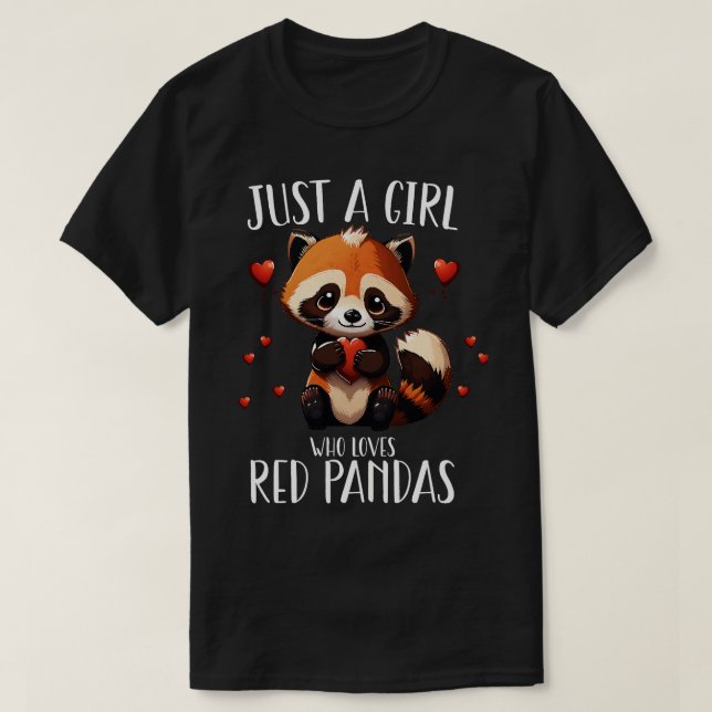 Camiseta Apenas Uma Menina Que Ama Pandas Vermelhas Meninas (Frente do Design)