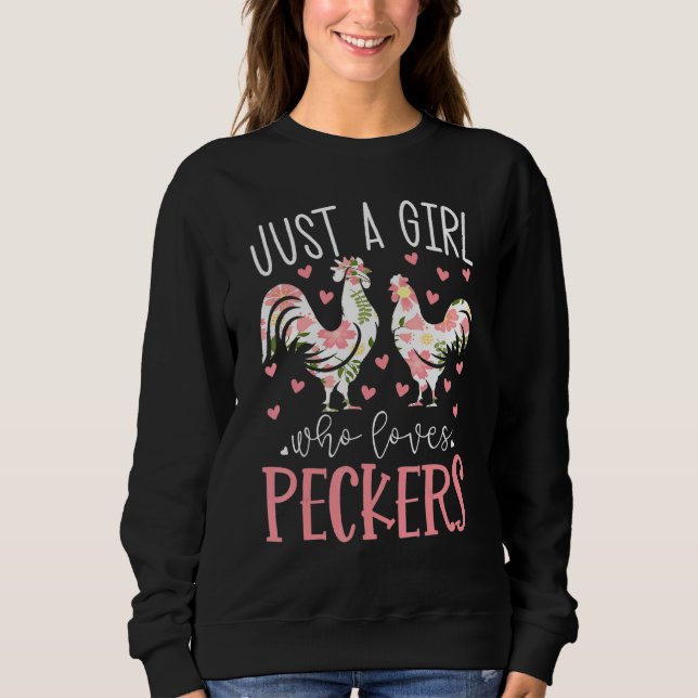 Camiseta Apenas Uma Menina Que Ama Peckers Floral Chicken F (Frente)