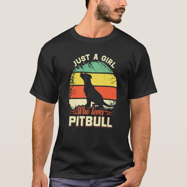 Camiseta Apenas Uma Menina Que Ama Pitbull Com Retro Para P (Frente)