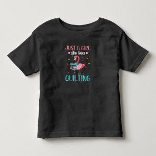 Camiseta Apenas Uma Menina Que Ama Quilting E Flamingo