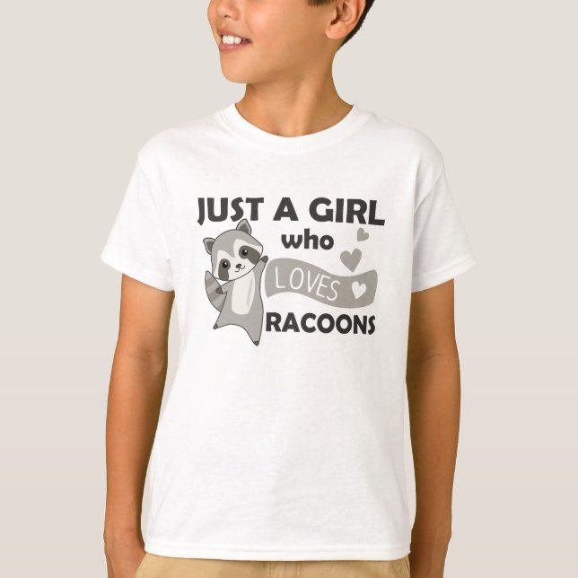 Camiseta Apenas Uma Menina Que Ama Racoons Kawaii Raccoon (Frente)