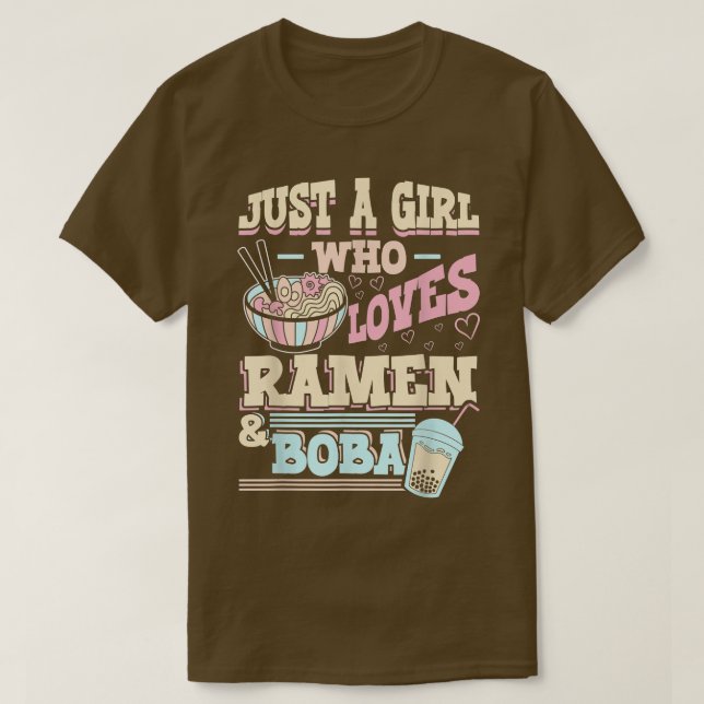 Camiseta Apenas Uma Menina Que Ama Ramen E Bble Tea 1085 (Frente do Design)