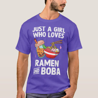 Camiseta Apenas Uma Menina Que Ama Ramen E Boba Bubble Tea 