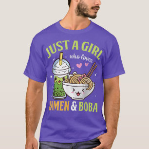 Camiseta Apenas Uma Menina Que Ama Ramen E Boba Kawaii Anim