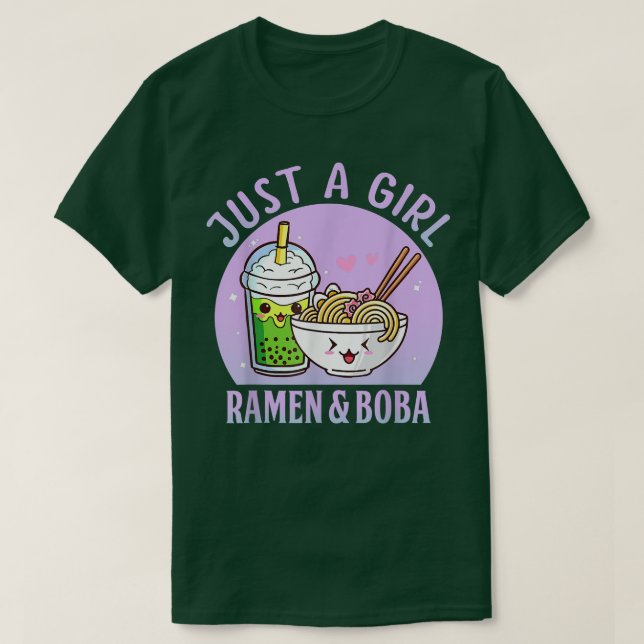Camiseta Apenas Uma Menina Que Ama Ramen E Boba Kawaii Japa (Frente do Design)