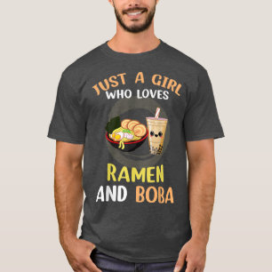 Camiseta Apenas Uma Menina Que Ama Ramen E Boba Kawaii Japa