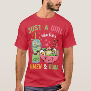 Camiseta Apenas Uma Menina Que Ama Ramen E Boba Kawaii Japa