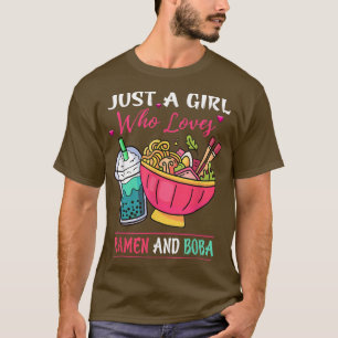 Camiseta Apenas Uma Menina Que Ama Ramen E Boba Tea Kawaii