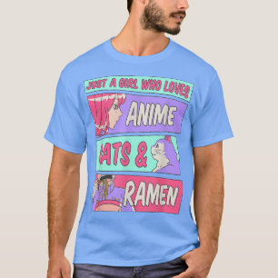 Camiseta Apenas Uma Menina Que Ama Ramen E Gata Kawaii Otak