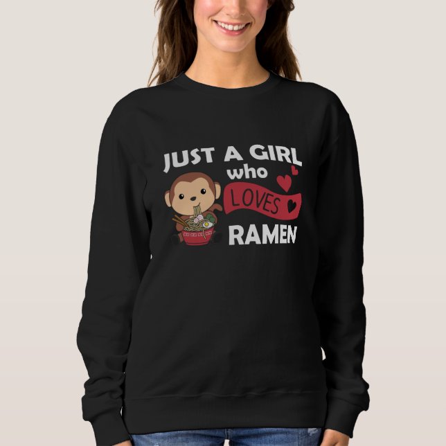 Camiseta Apenas Uma Menina Que Ama Ramen E Macacos (Frente)