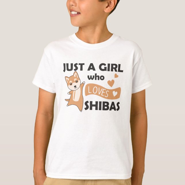 Camiseta Apenas Uma Menina Que Ama Shiba Cães Bons Animais (Frente)