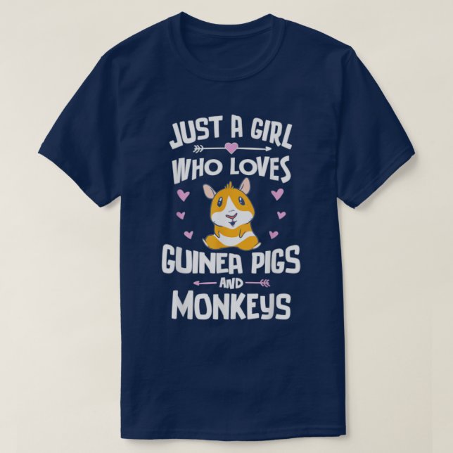 Camiseta Apenas Uma Menina Que Ama Suínos E Macacos-Guiné (Frente do Design)
