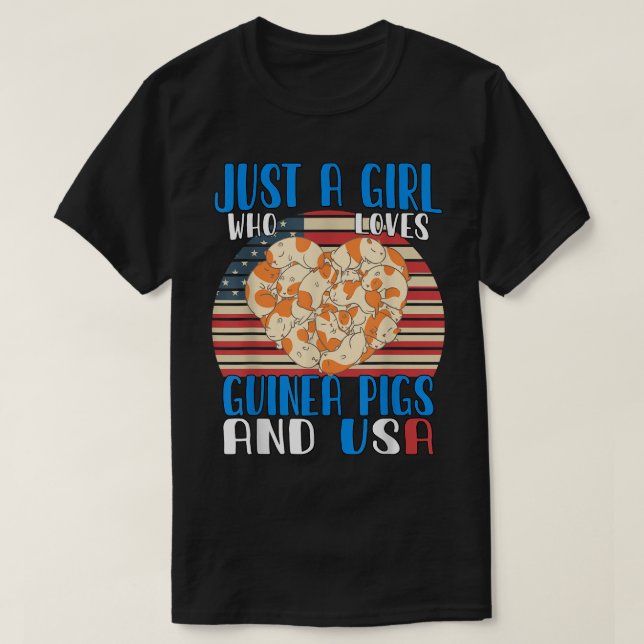 Camiseta Apenas Uma Menina Que Ama Suínos Guiné E Usa3497 (Frente do Design)